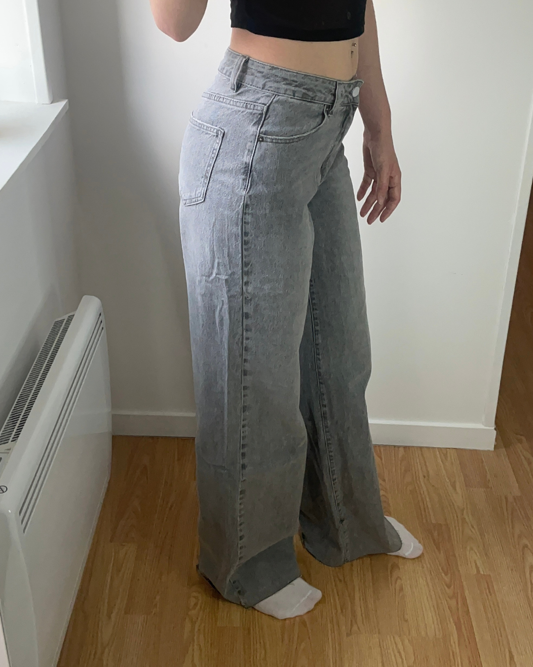 NOUVEAU - Jean ultra long gris