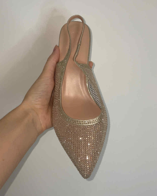 Escarpins strass dorés grandes pointures