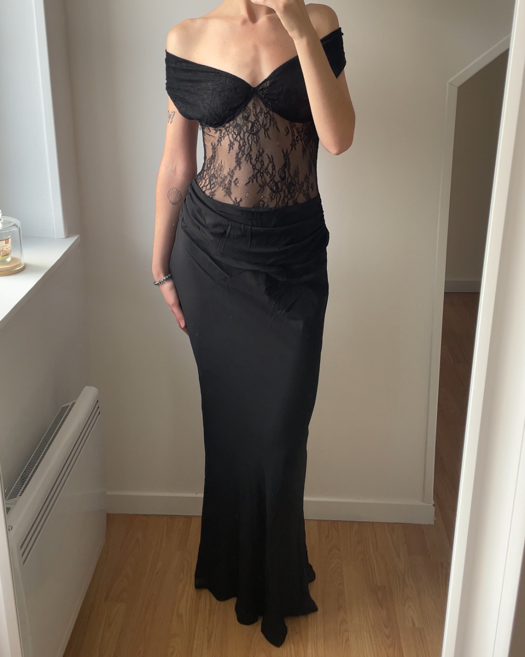 Robe de soirée dentelle extra longue