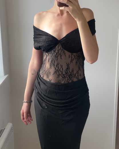Robe de soirée dentelle extra longue
