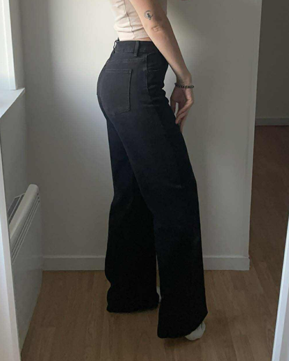 Jean ultra long noir ourlets