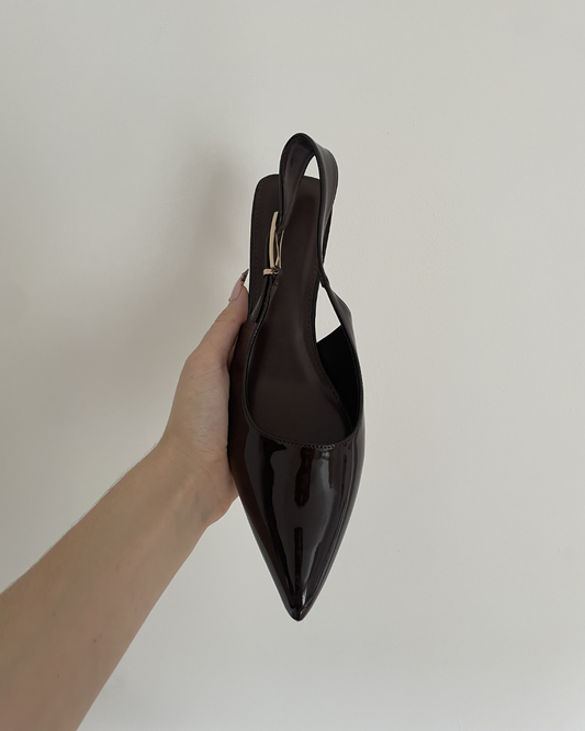 Escarpins vernis marrons grandes pointures