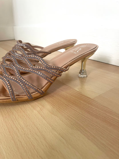 Mules strass à talons